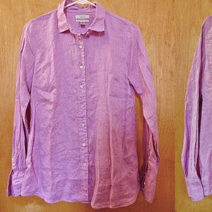 J.Crew Relaxed Fit Linen Button Up Shirt in Mauve